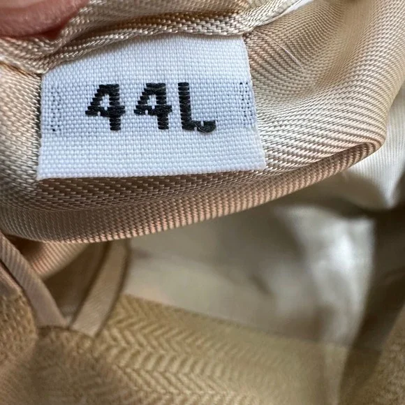 Hart Schaffner Marx Mens 44L Silk Comfort Blazer Jacket Tan Herringbone Made USA - Picture 6 of 11